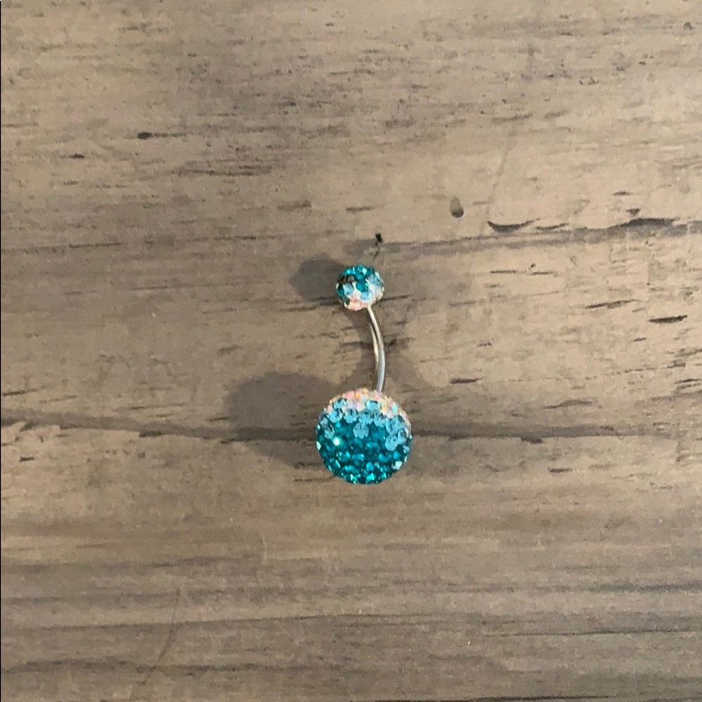 Blue ball belly button ring
